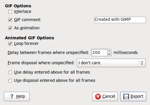 Save as animated Gif in Gimp